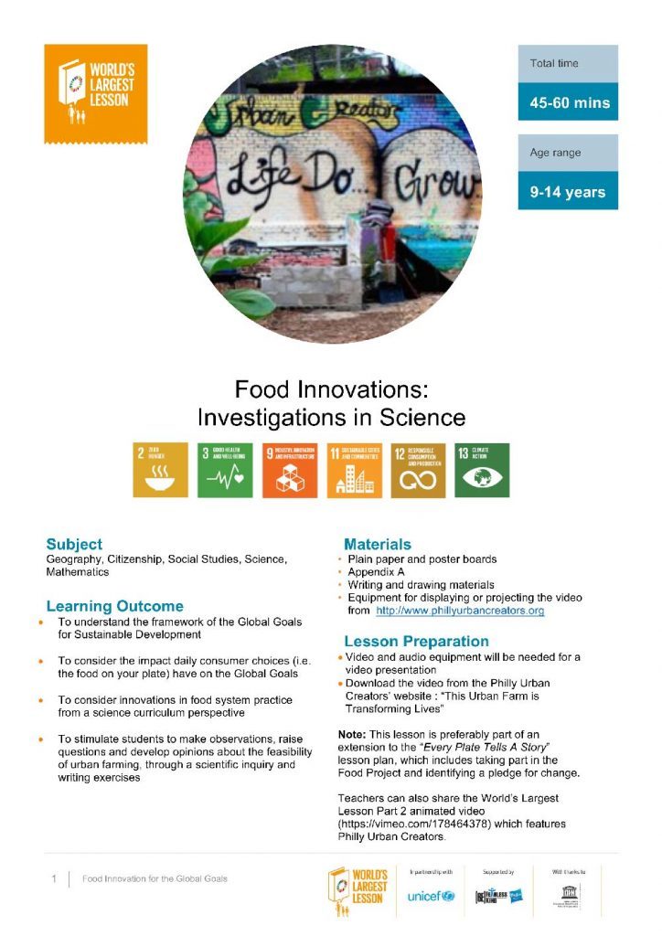 Food Innovation for the Global Goals