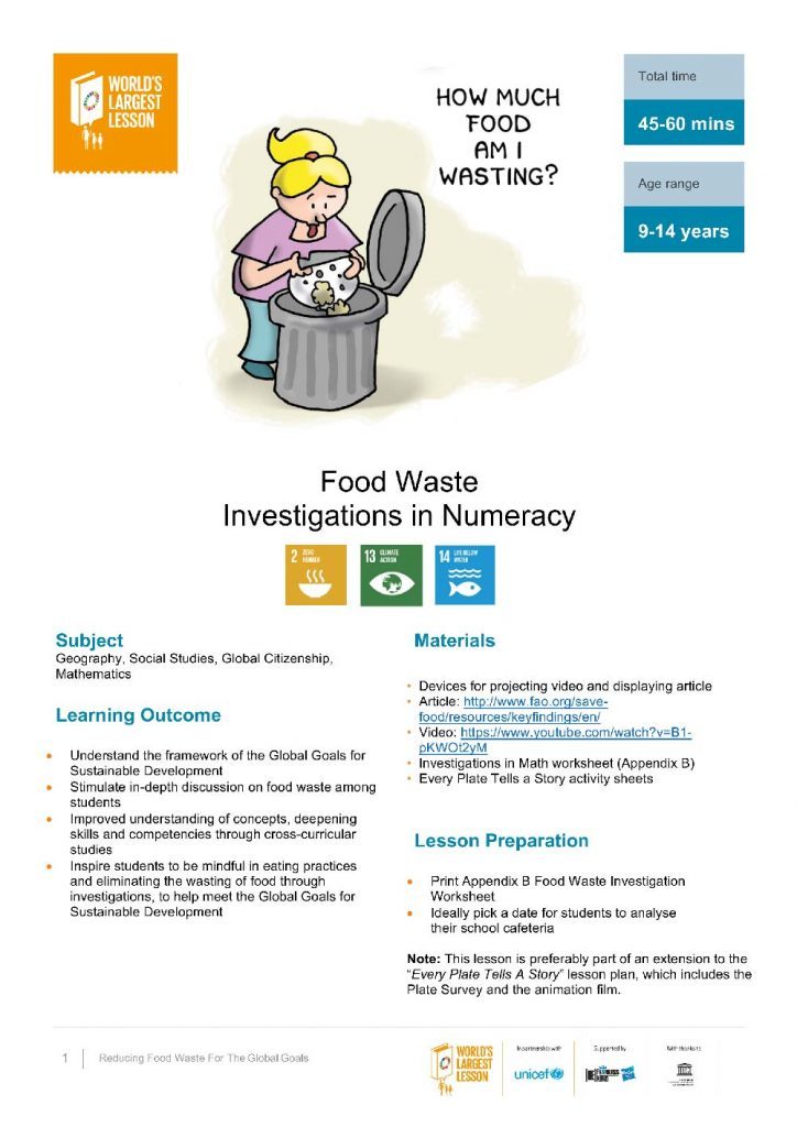 Reducing Food Waste For the Global Goals