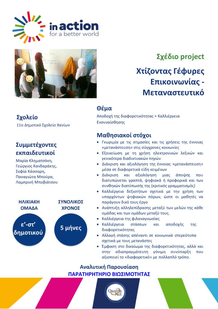 Σχέδιο project - Χτίζοντας Γέφυρες Επικοινωνίας-Μεταναστευτικό