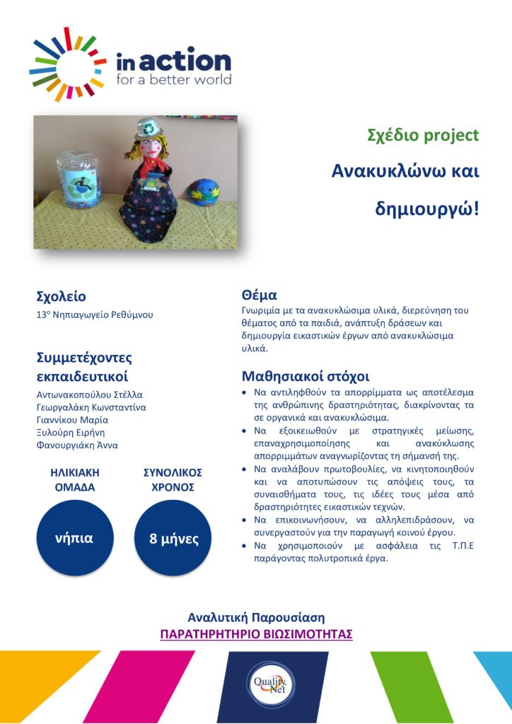 Σχέδιο project - Ανακυκλώνω και δημιουργώ