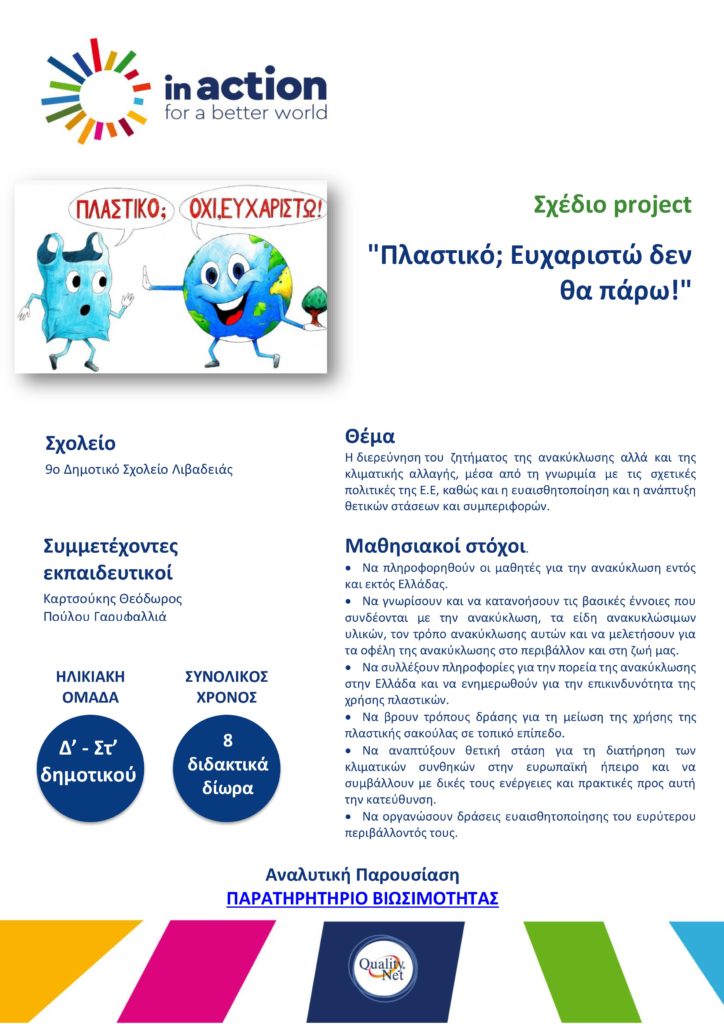 Σχέδιο project - Πλαστικό; Ευχαριστώ δεν θα πάρω!