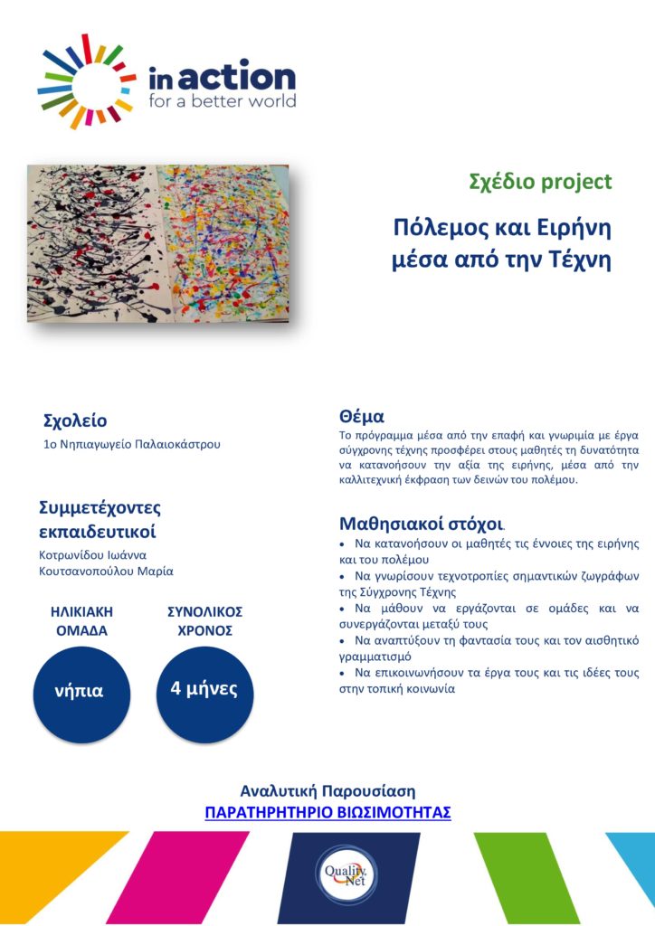 Σχέδιο project - Πόλεμος και Ειρήνη μέσα από την Τέχνη