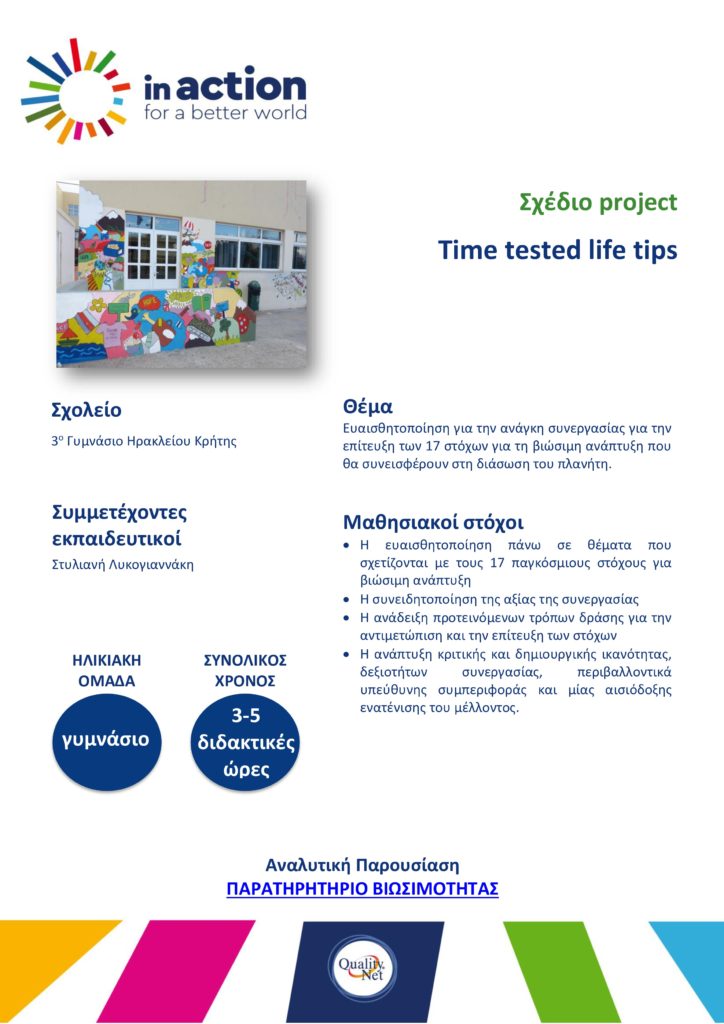Σχέδιο project - Time tested life tips