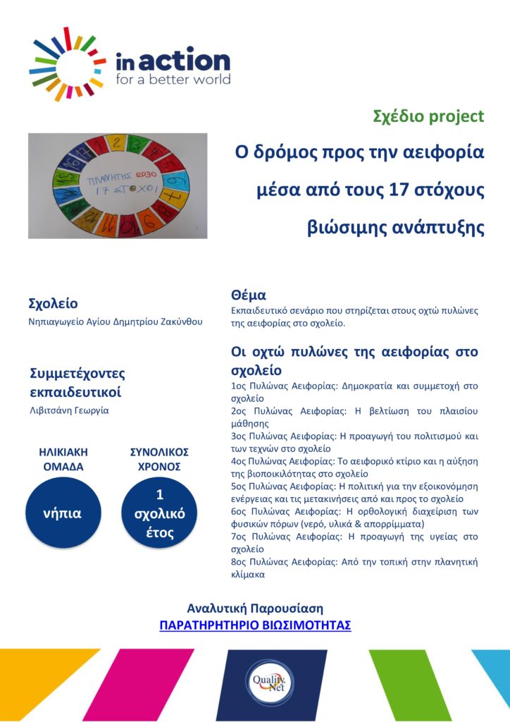 Σχέδιο project - Ο δρόμος προς την αειφορία μέσα από τους 17 στόχους βιώσιμης ανάπτυξης