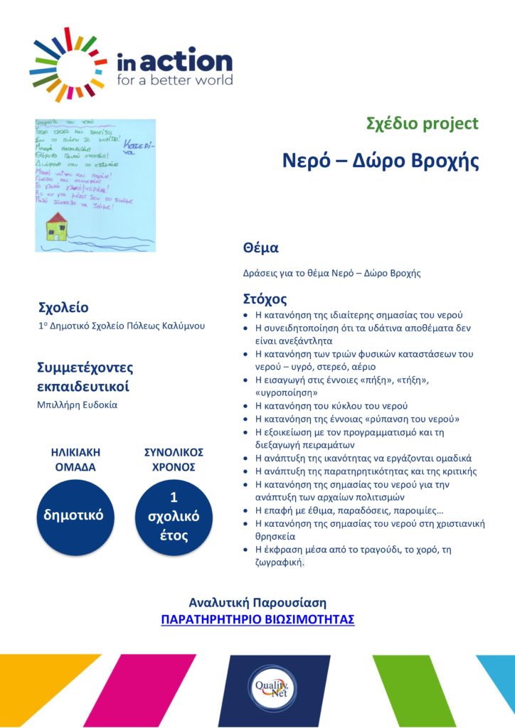 Σχέδιο project - Νερό - Δώρο Βροχής